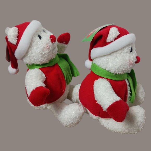 Hallmark Rare Sparkle Snowbear Plush Christmas Decor Set Of 2 - - Picture 8 of 16